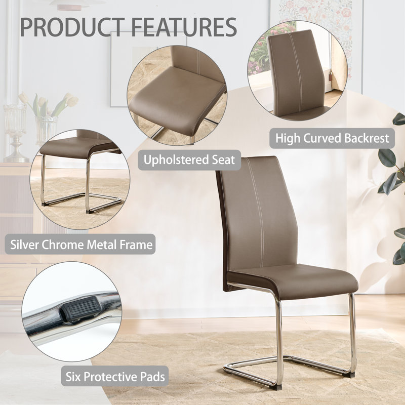 46cm H Upholstered Metal Cantilever Chair, Lattle