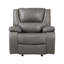 Fauteuil inclinable gris oscillant en cuir gris avec cadre en bois massif et siège à ressorts ensachés