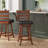 Commercial Grade Classic Ladderback Swivel Bar Height Barstool with Padded, Upholstered Seat-63099074-63099085