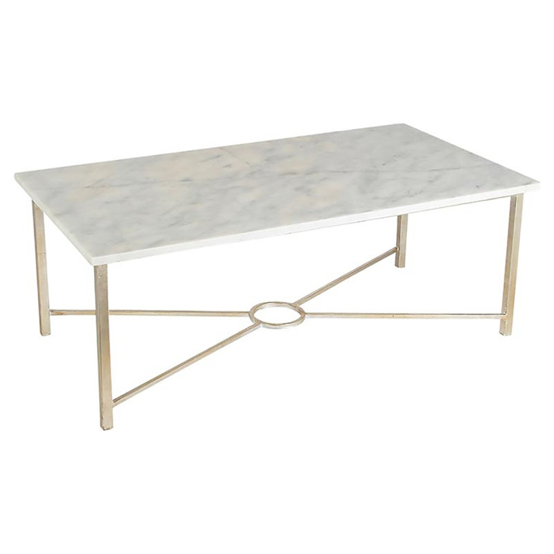 Table basse à 4 pieds Ella, Marbre de Carrare, Blanc huître