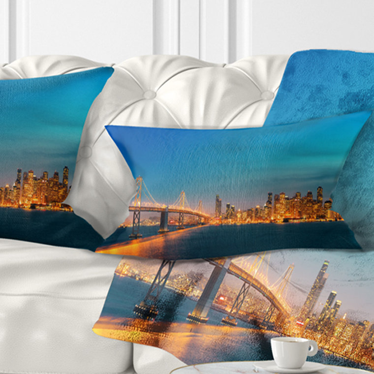 Coussin San Francisco Skyline at Night, Square 16" x 16"