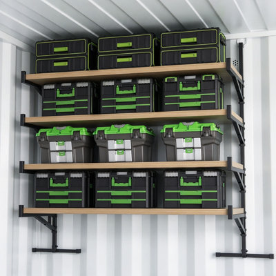 Heavy-Duty Shipping Container Shelving Brackets, 3-Tier Adjustable Storage Racks for Trailers & Containers - 4 Pack