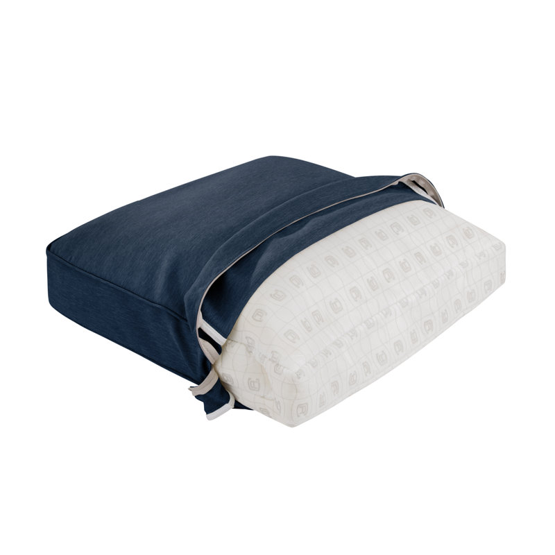Montlake Outdoor 4'' Dining Chair Back Cushion, Heather Indigo Polyester, 18" H x 25" W x 4" D