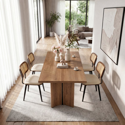 19''Modern Swivel Faux Leather Dining Chairs With Rattan Back