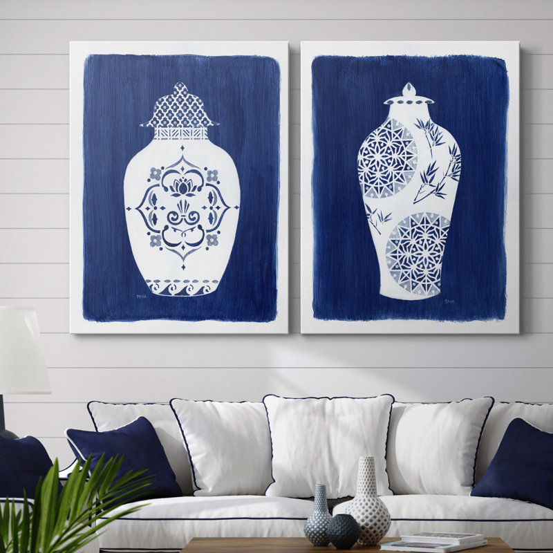 Sapphire Urn I - ensemble de 2 reproductions d'art, H 48 po x l 72 po x P 1 po, Toile tendue, Pas de tapis