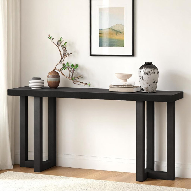 Console avec pieds en pin massif convenant au vestibule, Noir