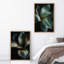Feuilles tropicales, ensemble de 2 reproductions d'art encadrées sur toile-118759372-118759369