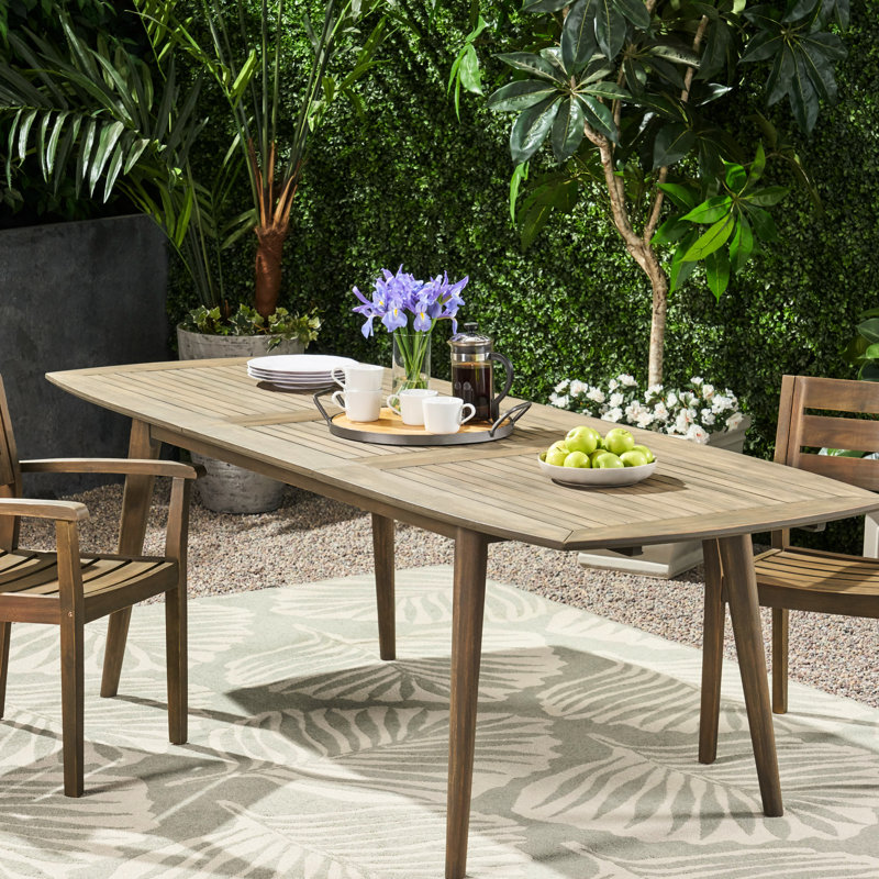 Table de salle à manger d'extérieur en bois gris