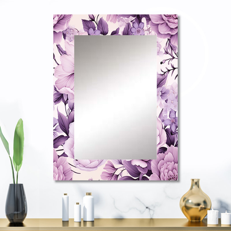 Vecchia Victorian Elegance Soft Lavender Blossom - miroir floral, miroir mural décoratif de campagne, impression d'art en métal