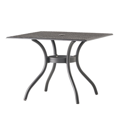 Lightweight Patio Table, 38.65 Square, Aluminium, Black Sand Square Aluminium Dining Charisma