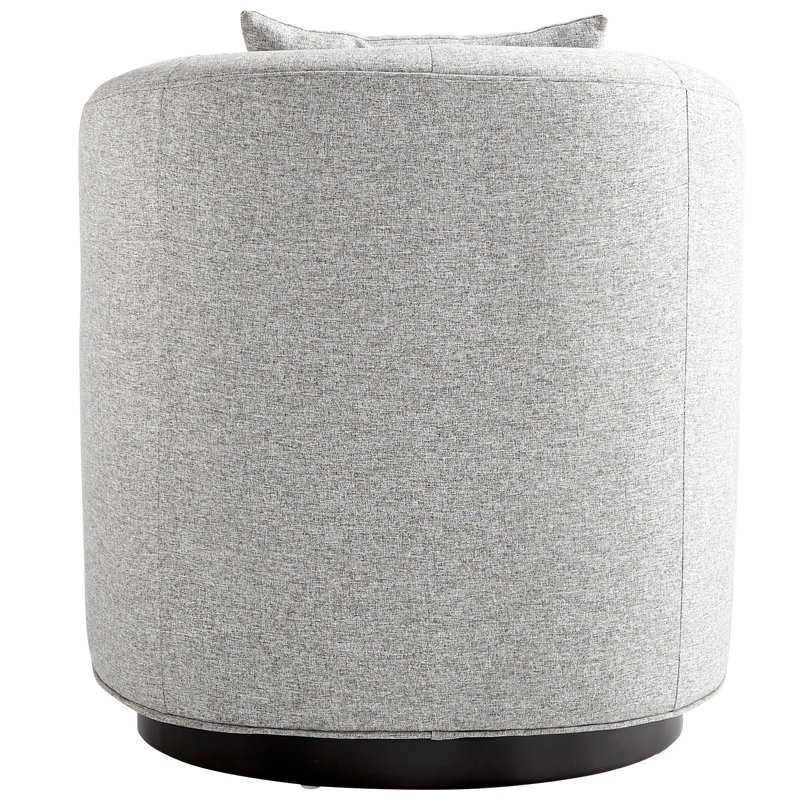 Contemporary Swivel Accent Chair in Sophisticated Gray with Wood Base