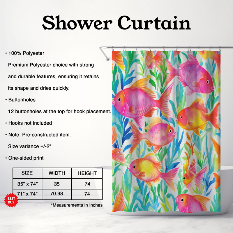 Rideau de douche 1 pièce Colorful Wildlife, H 74 po x l 71 po