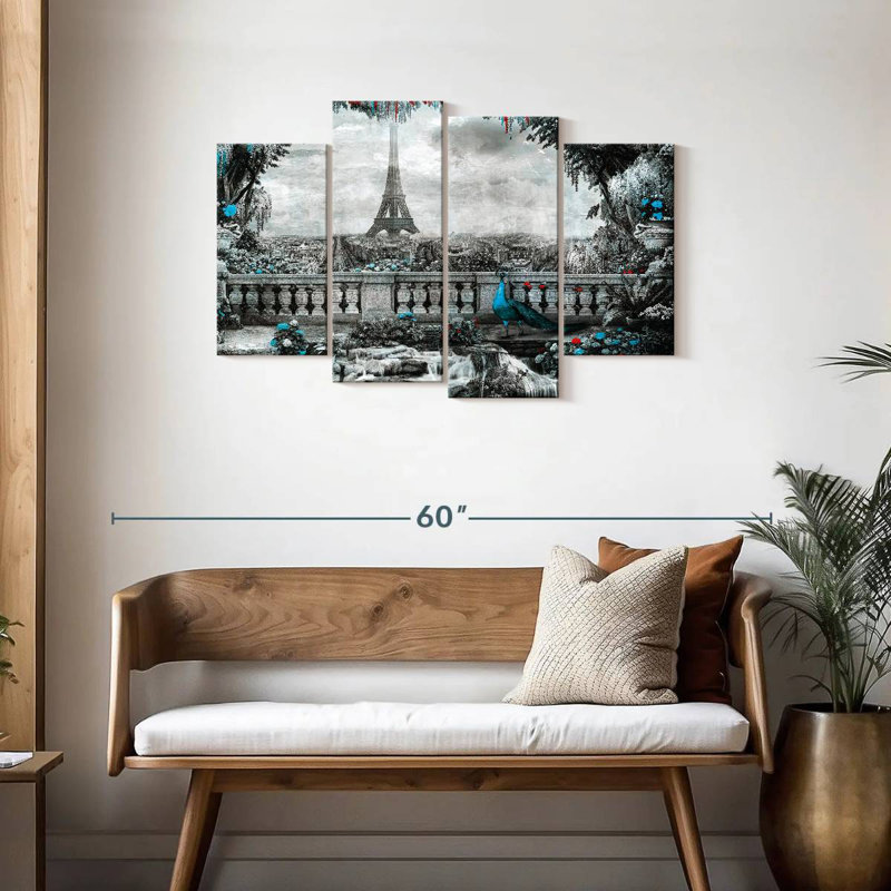Vue de jardin sur la tour Eiffel de Nicci, H 27 po x l 43 po
