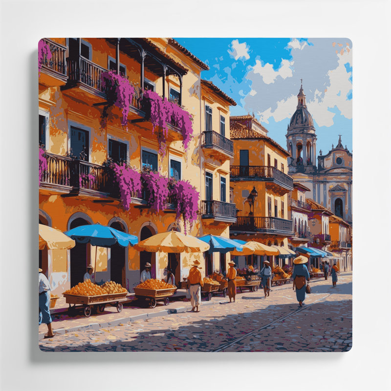 Art mural en métal villes de Cartagena, Colombie, H 12 po x l 12 po