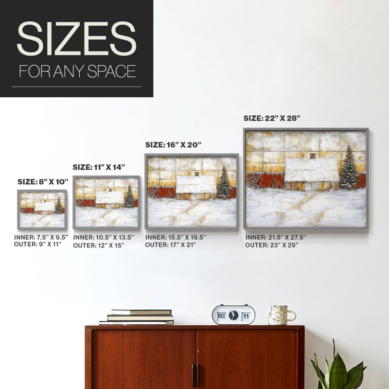 Chirstmas Art-CLXIII -Framed Print - Restickable, H 22 po x l 28 po, Gris