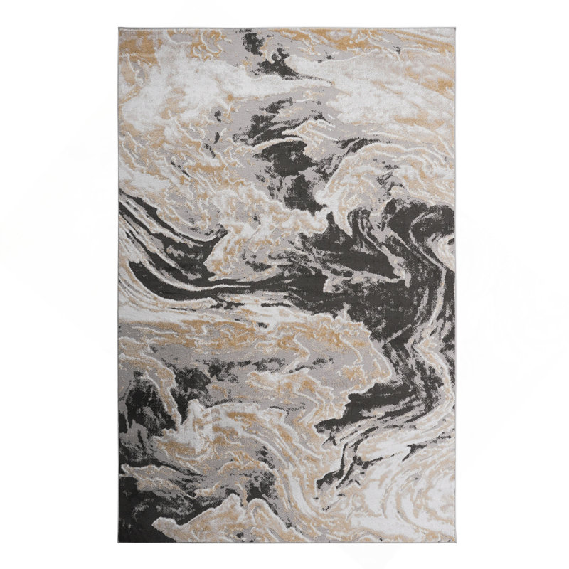 PAYAS Collection 2X3 Grey / Abstract Doormat Rug, Gray, Rectangle 2' x 3'