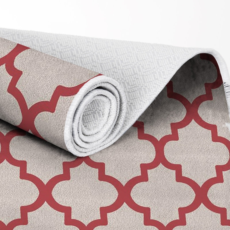 Ensemble de tapis de bain 2 pièces Derwin, Gris / rouge