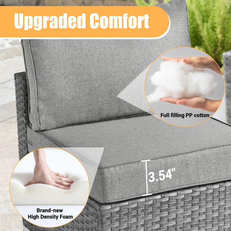 Znyah Wicker 8 - Person Modular Patio Conversation Set with Cushions, Dark Gray