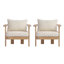 Chaise longue d'extérieur en bois d'acacia de style côtier Wevron avec coussins et accoudoirs-126039007