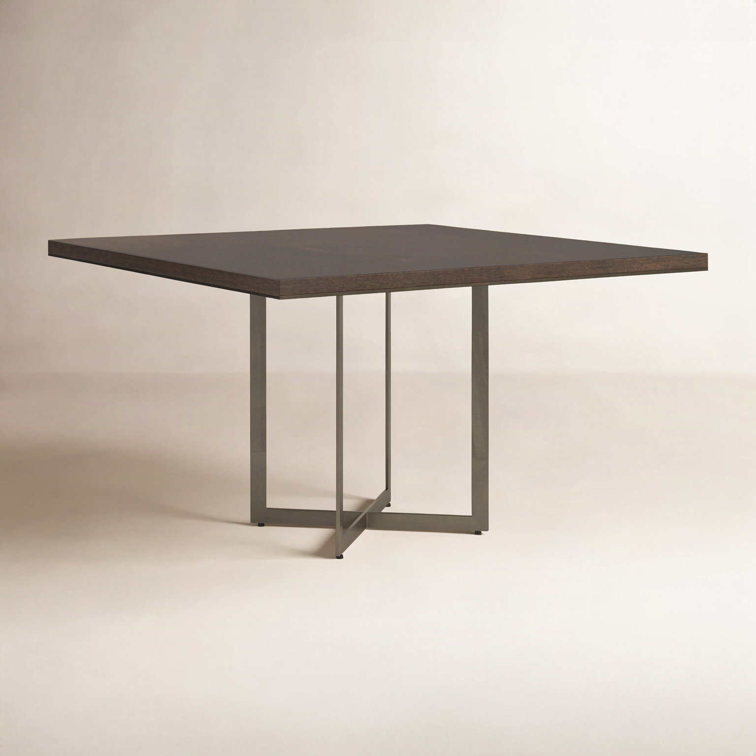 Tulane 48'' Dining Table, Nickel, Dark Brown