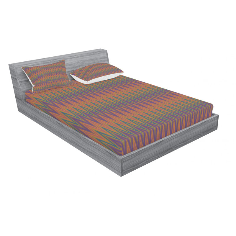 Microfiber Chevron Fitted Sheet, Queen Fitted Sheet with 2 Pillowcases