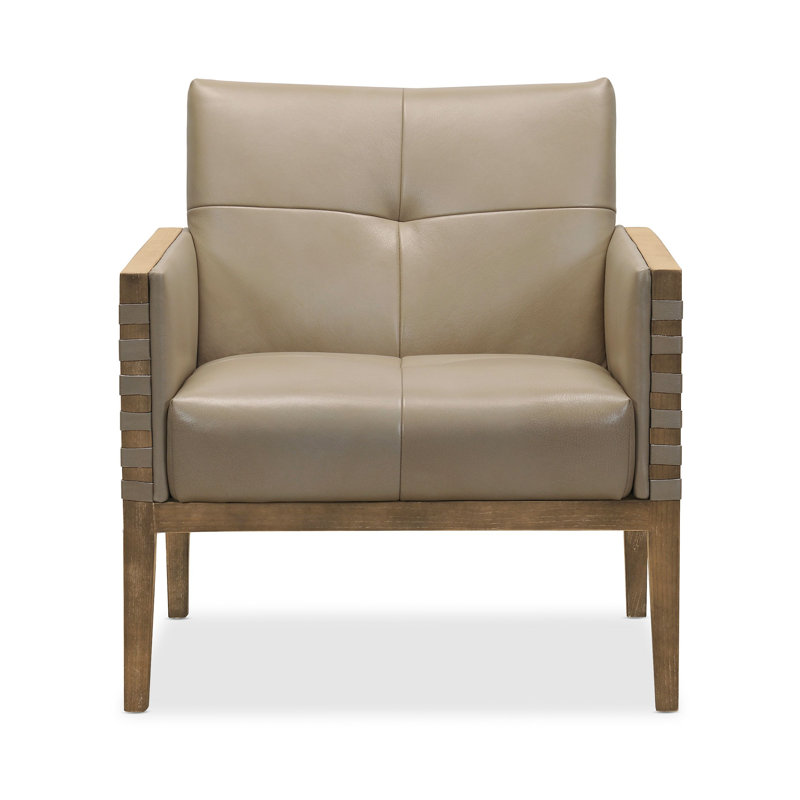 Calliope 31'' Wide Genuine Leather Chair, Beige Genuine Leather