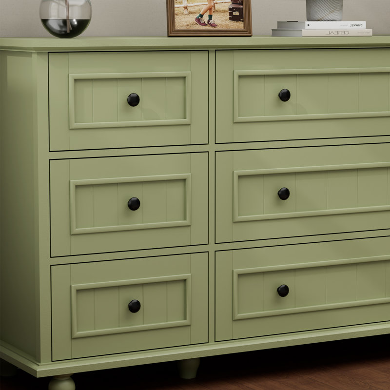 Commode rétro 9 tiroirs l 63 po, Vert
