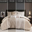 7 pièces, beige, édredon pour grand lit, diagonale, confort toutes saisons, ensemble de literie de luxe, jupe de lit de 15 pouces avec motif beige, rembourrage et coussins décoratifs-121325209