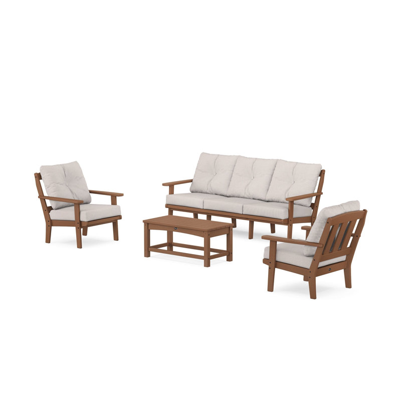 Cape Cod 4 Piece Sofa Seating Group with Cushions, Sand Castle, Dune Burlap Revolution®