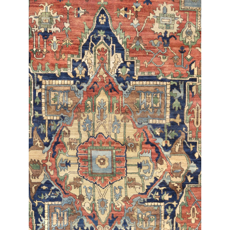 Serapi Hand Knotted Wool Oriental Area Rug in Rust, Rectangle 9'10" x 13'9"