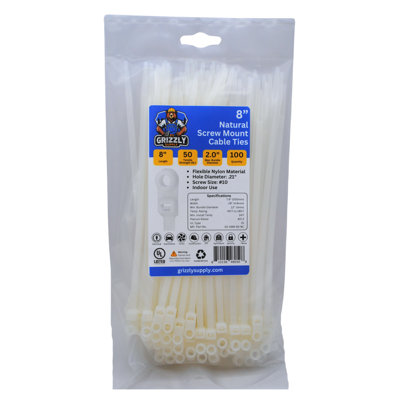 8" 50lb Screw Mount Cable Tie 100/bag