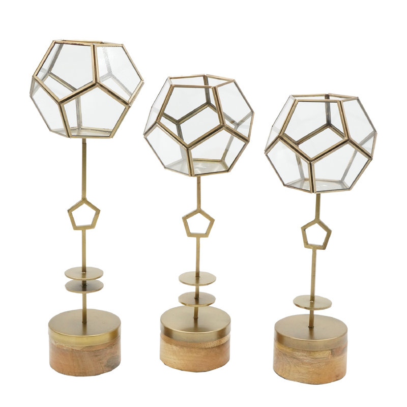 Ensemble d'ouragan de table en verre 3 pièces