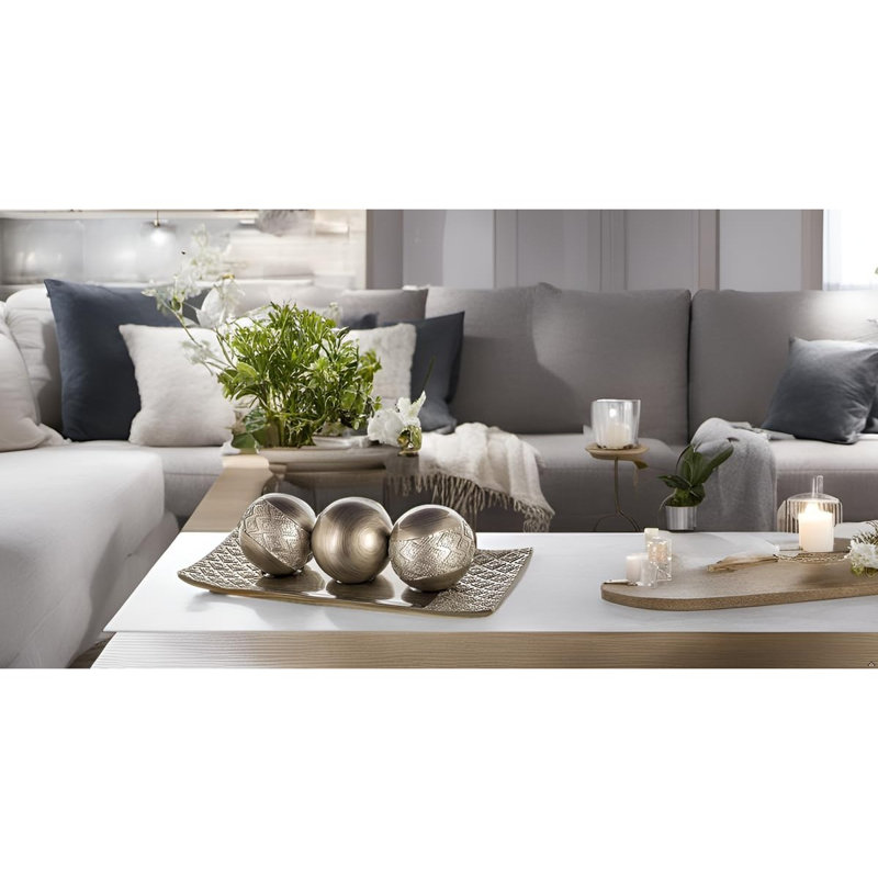 Creative Scents Dublin Silver Decorative Tray and Orbs Set