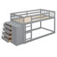Lit superposé simple au-dessus de simple avec tiroirs de rangement et tablettes peu encombrantes-774760698-774760701