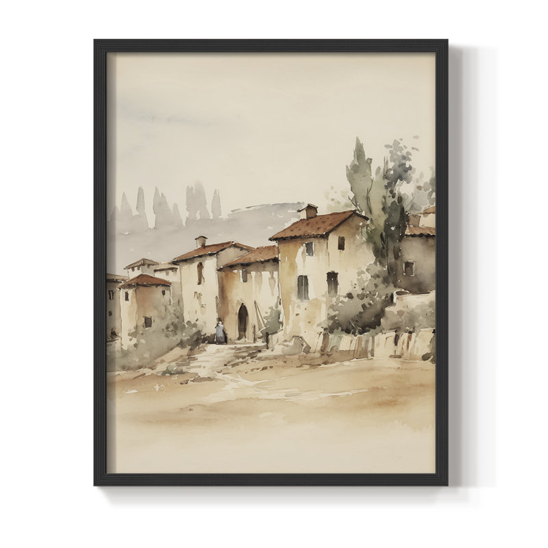 «Vintage Landscape», reproduction encadrée en bois massif, Noir, H 30 po x l 24 po