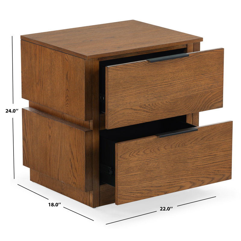 Titus 2 Drawer Nightstand, Medium Oak