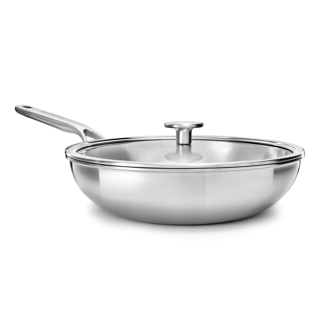 KitchenAid Multi-Ply Stainless Steel Wok mit Deckel aus Mehrschichtiger Edelstahl, 28cm/3.6 Liter