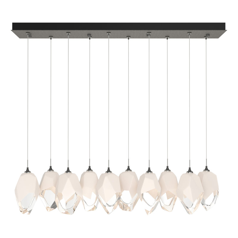 Chrysalis Kitchen Island Geometric Pendant, Natural Iron, White, 15" - 130"