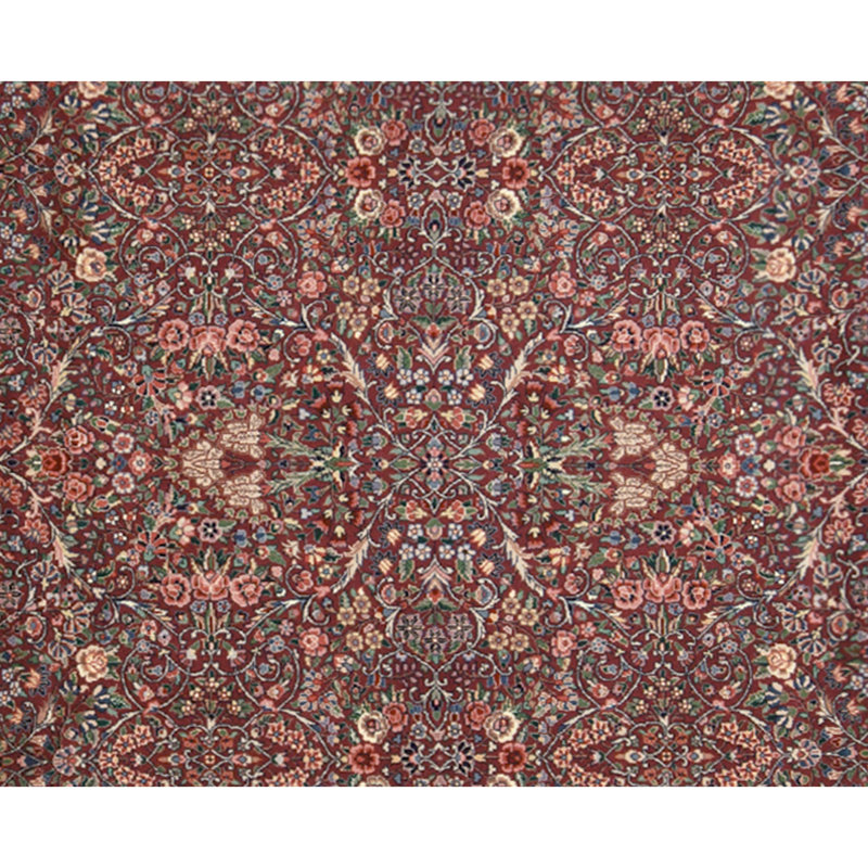 Hand Knotted Wool Oriental Area Rug in Plum And Ivory