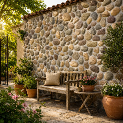 Faux Stone Panels (Set Of 2) – Cobblestone Style, Lightweight, Easy Installation, Durable, And Low Maintenance For Indoor And Outdoor Use