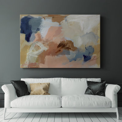 Apricot Navy Swirl I -Gallery Wrapped Cavas