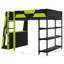 Lit mezzanine avec bureau de jeu, tablettes de rangement et éclairage DEL-534399888