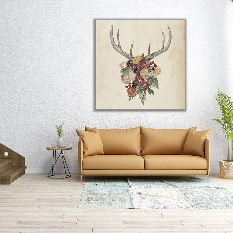 «Flower Antler I», reproduction d'art sur toile, H 20 po x l 20 po