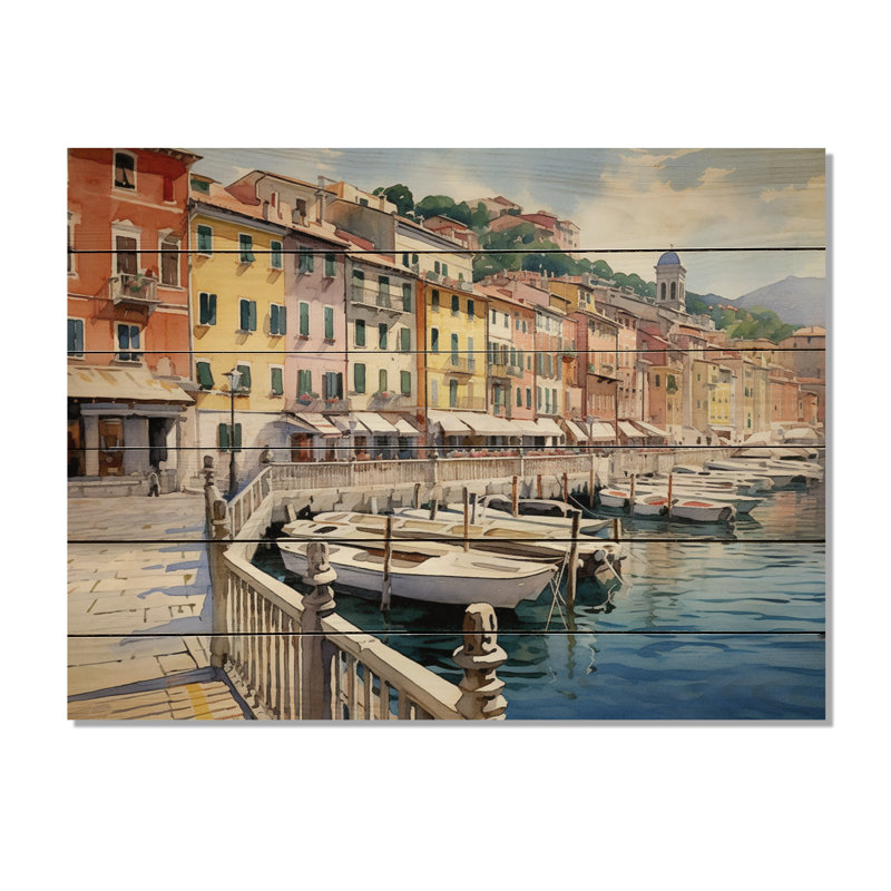 Italie, charme côtier sur impression sur bois, H 10 po x l 20 po x P 0,78 po