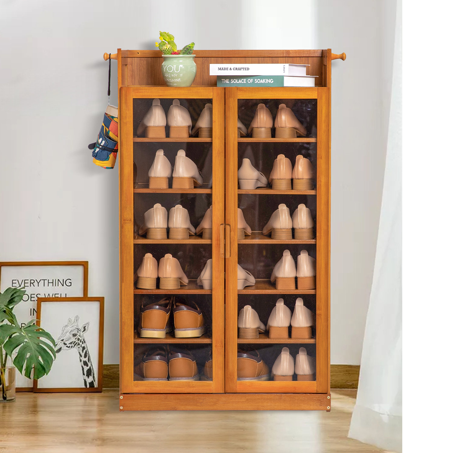 Modern 18 Pair Shoe Storage Cabinet Foundry Select