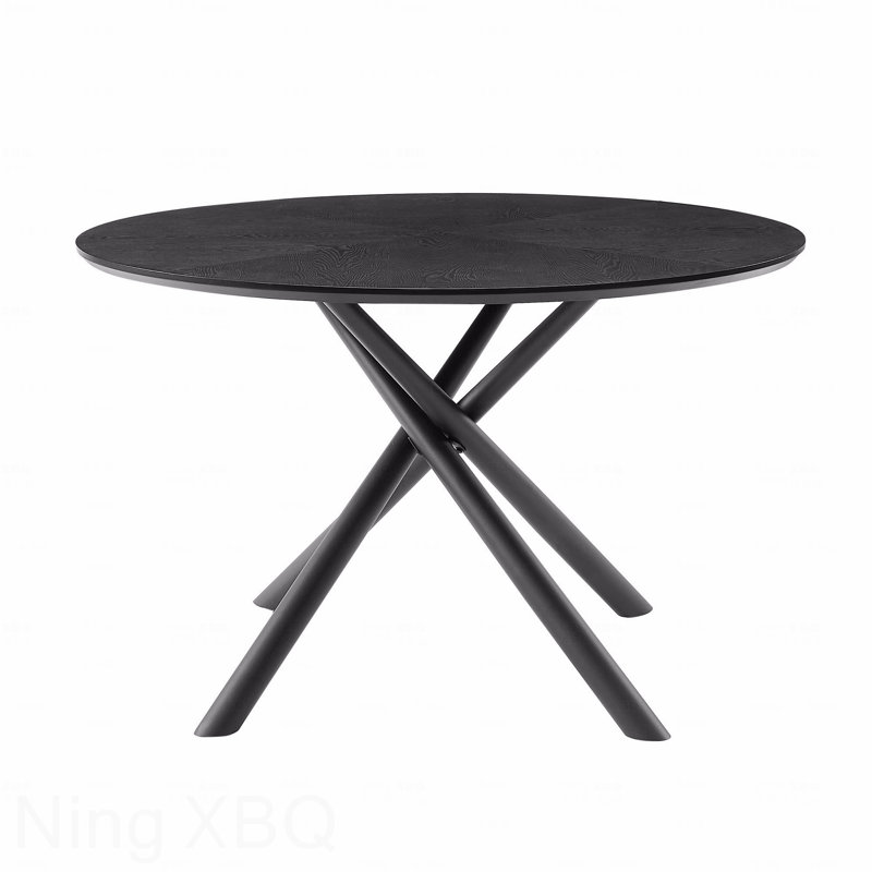 Table basse ronde, table de bout, courte table de loisirs, pieds en croix, base en métal, facile à assembler, Noir