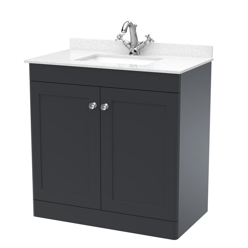 Classique 820mm Single Bathroom Vanity with Drop In Vitreous China Basin, Satin Anthracite