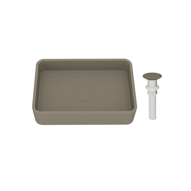 CASAINC Maple 12.79'' Concrete Rectangular Bathroom Sink, Taupe Clay