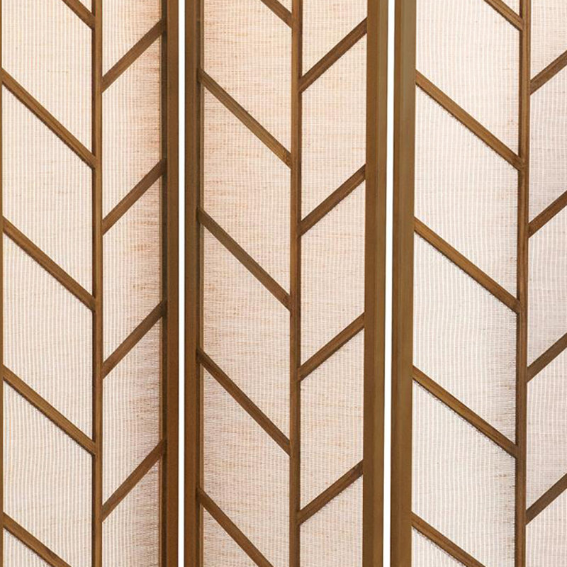 Walnut and Linen Foldable Panel Screen