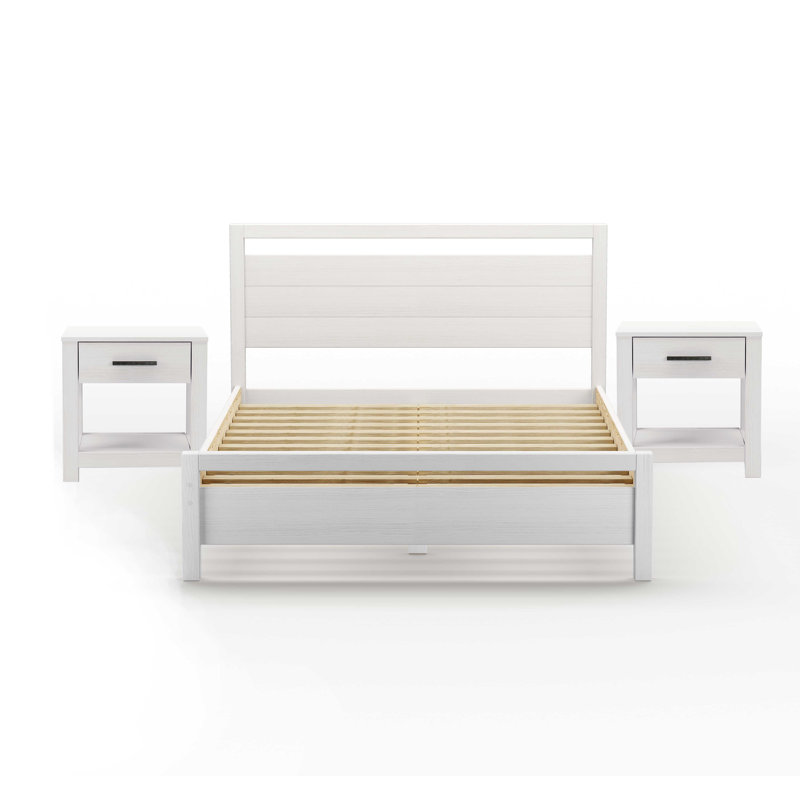 Loft Solid Wood Piece Bedroom Set, Brushed White